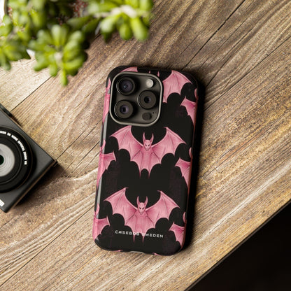 Gothic Pink Bats Aflame iPhone 15 - Tough Phone Case