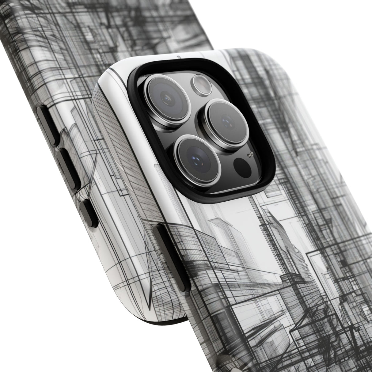 Urban Complexity: Black Lines Design - for iPhone 16