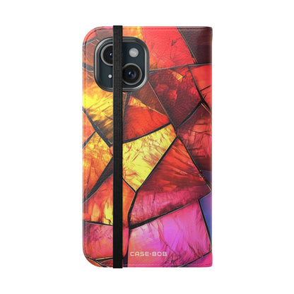 Crimson Shard Mosaic - iPhone 15 Case - Wallet