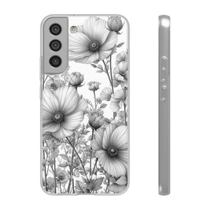 Monochrome Flora | Flexible Handyhülle für Samsung Galaxy