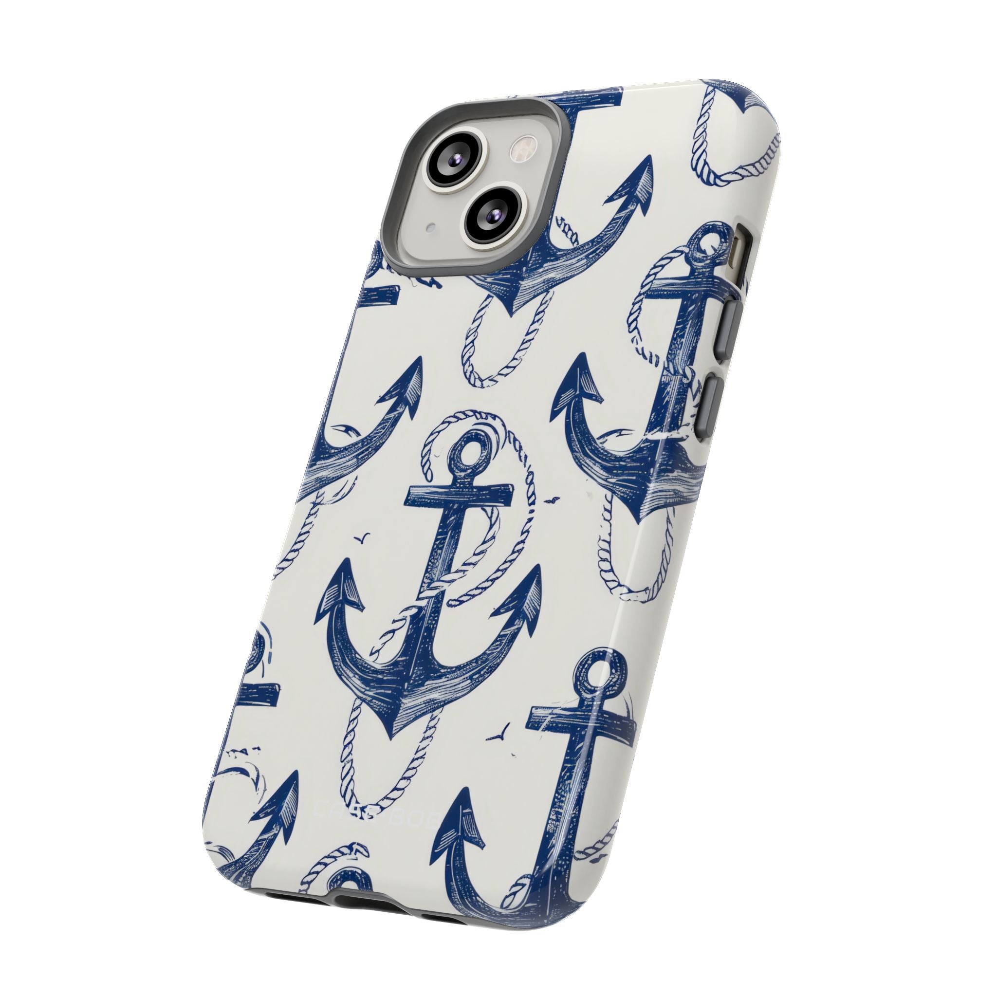 Navy Anchor Loop iPhone 14 Case - Tough
