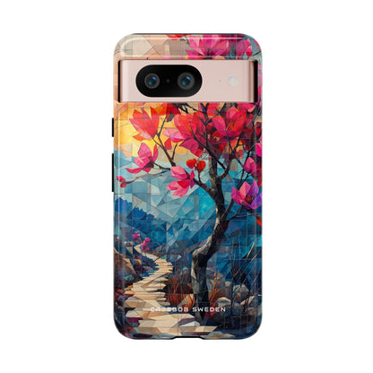 Vibrant Geometric Tree Landscape Google Pixel 8 - Tough Phone Case