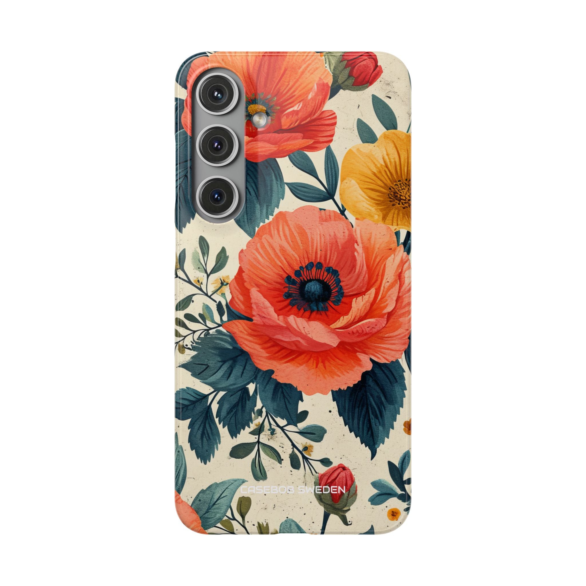 Vibrant Botanical Poppies - Slim Samsung S24 Phone Case