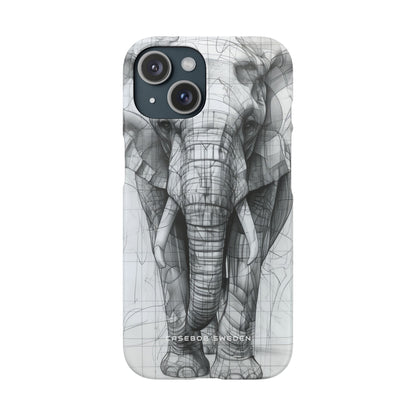 Elephant Line Geometry iPhone 15 - Slim Phone Case