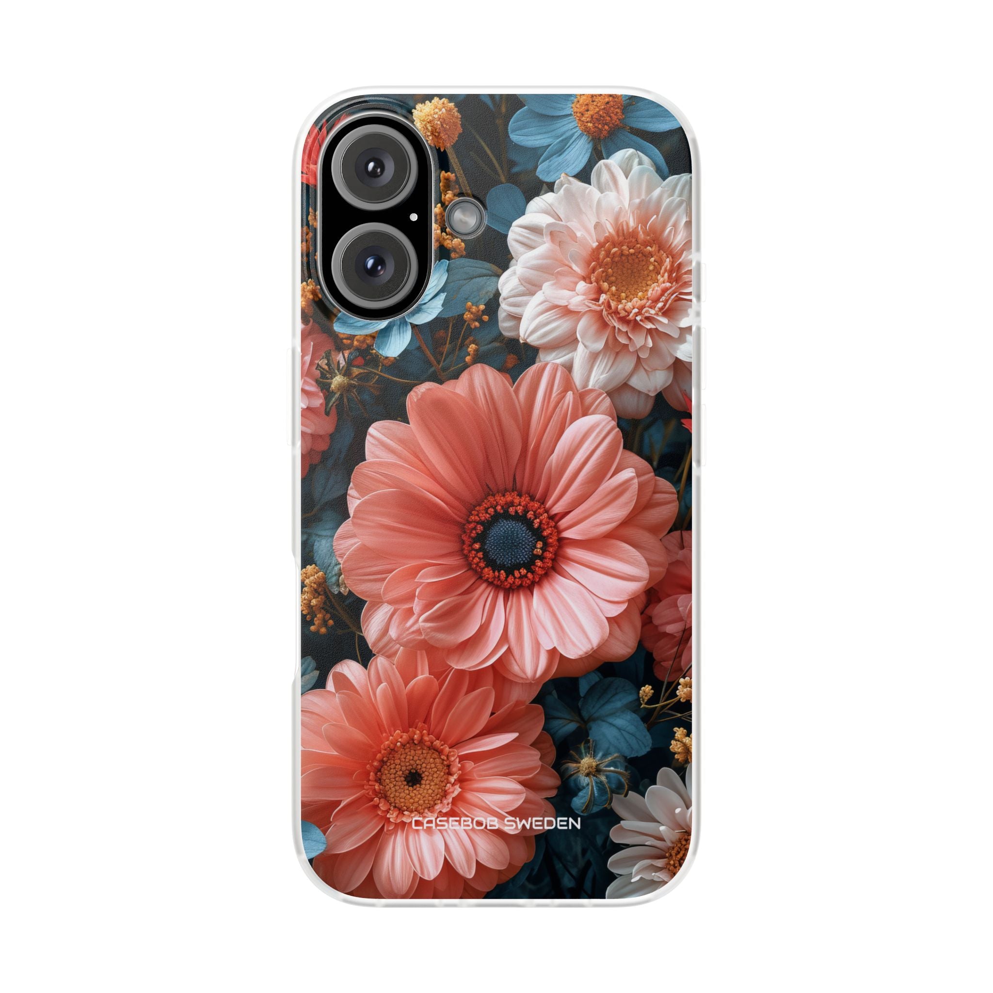 Coral Teal Blooms - Flexi iPhone 16 Phone Case