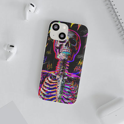 Neon Skeleton Laugh iPhone 13 mini Case - Soft