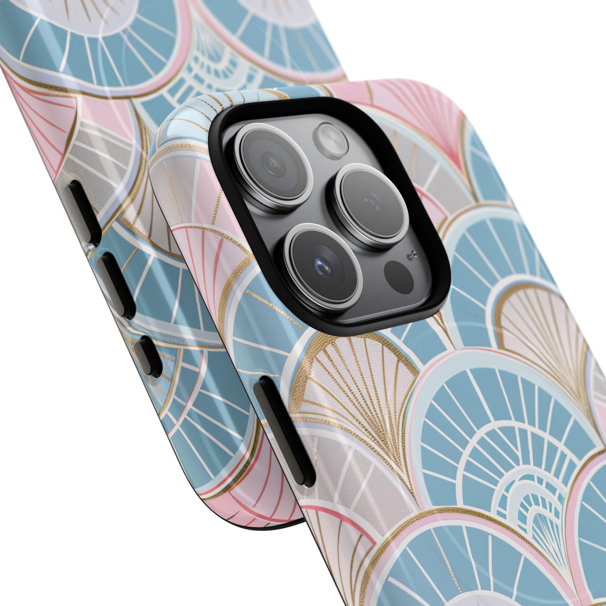 Art Deco Pastel Fan Pattern - Tough + MagSafe® iPhone 15 Phone Case