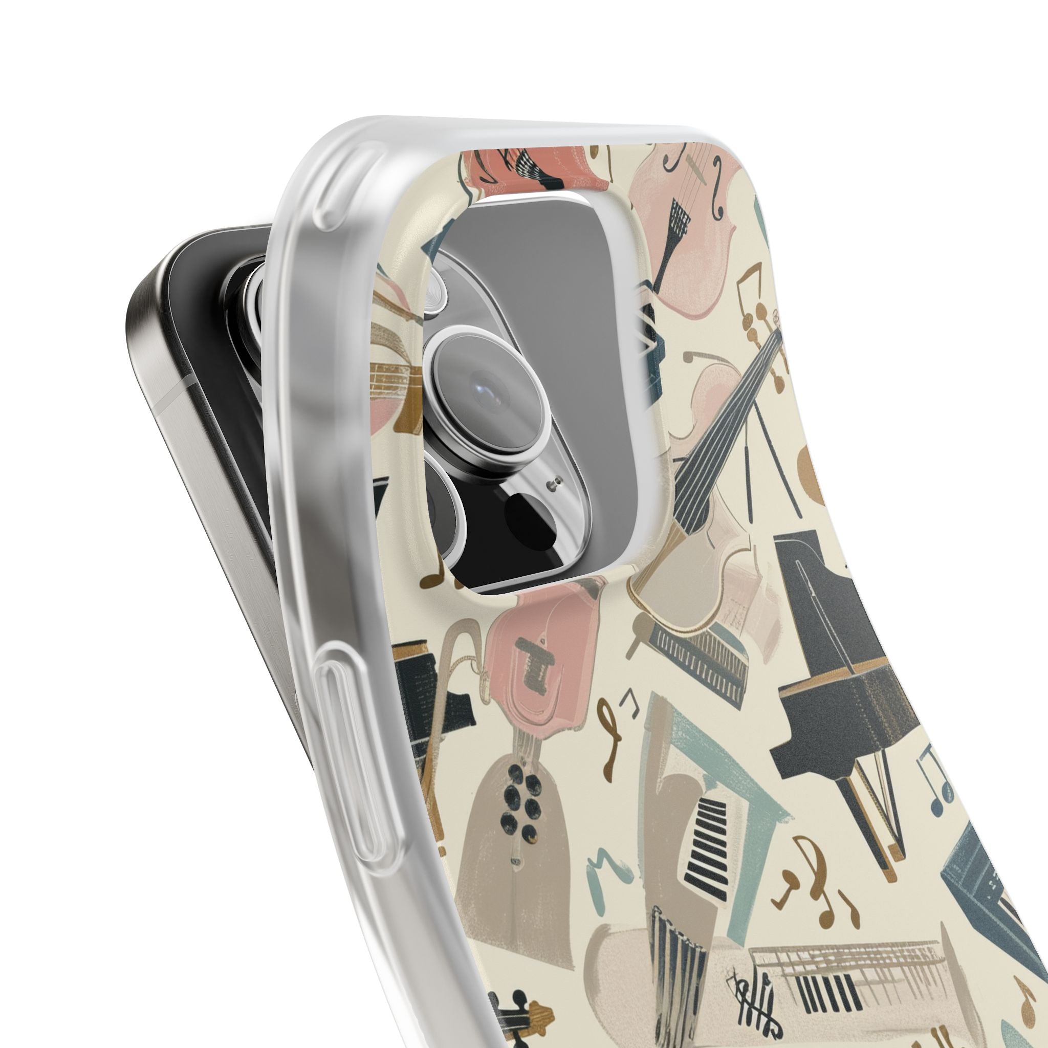 Beige Musical Instruments Pattern - Flexi iPhone 16 Phone Case