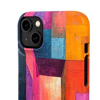 Pink Orange Geometry - Slim iPhone 14 Phone Case