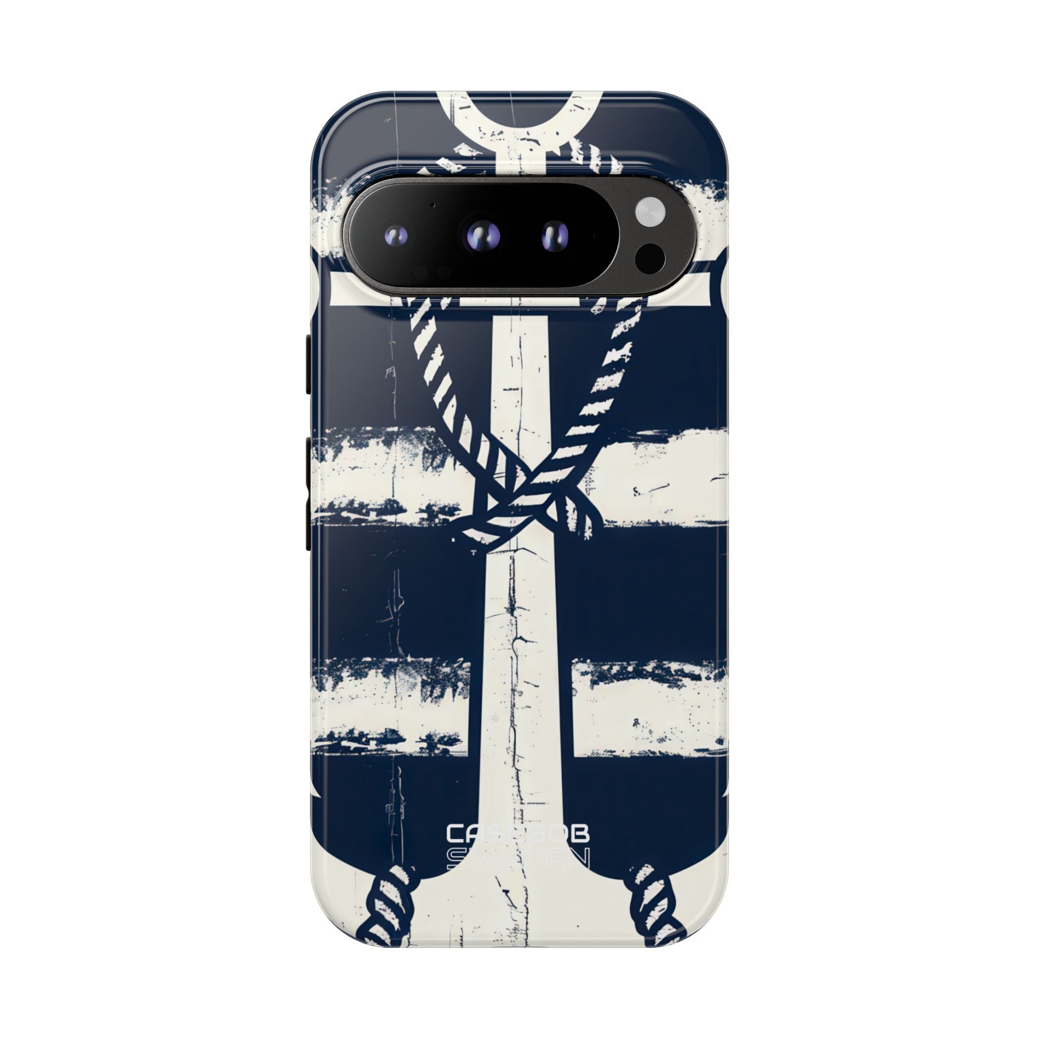 Navy Anchor Stripes Google Pixel 9 - Tough