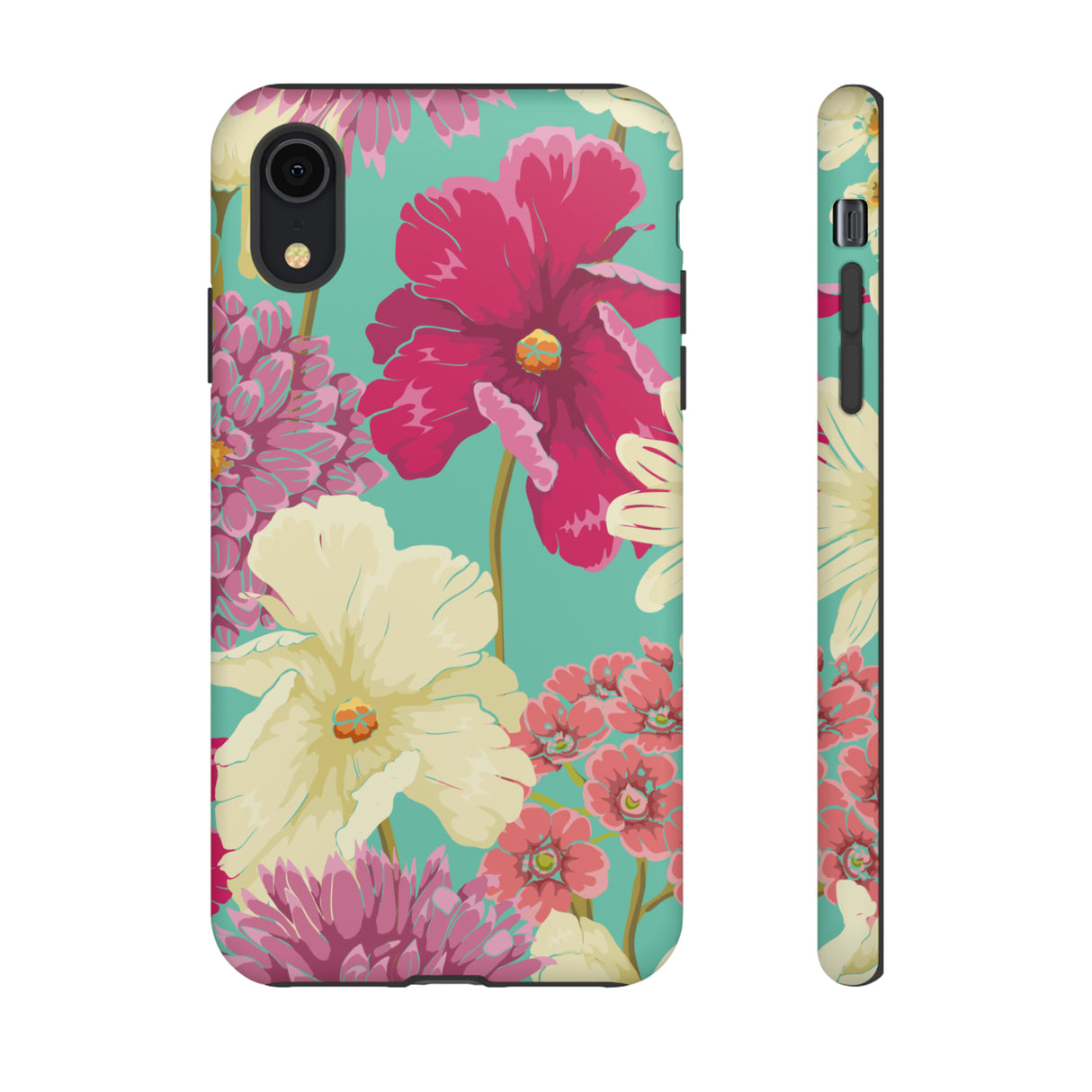 Colorful flowers in watercolor iPhone case (Protective) - Protective Phone Case