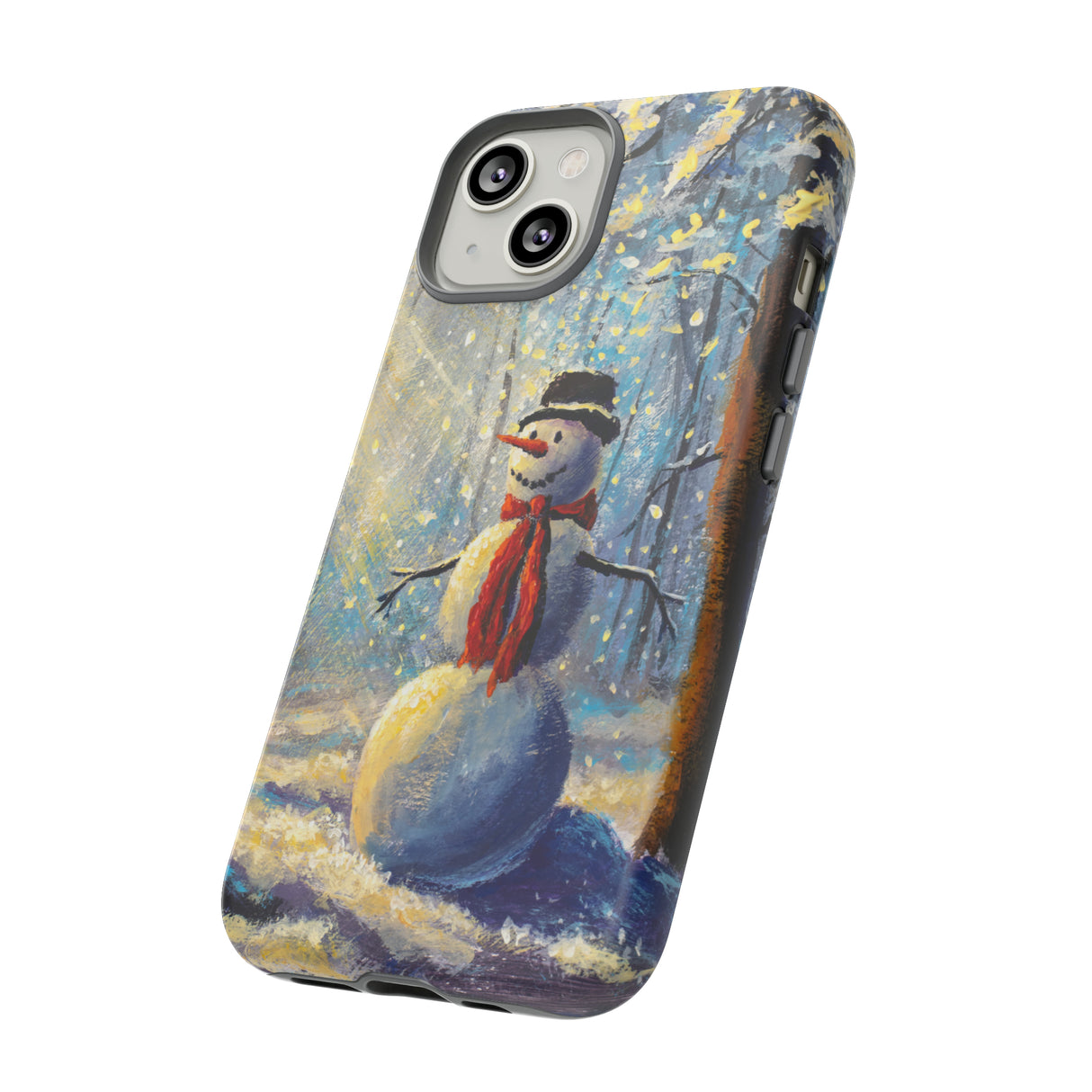 Oil painting - Happy Snowman - Protective Phone Case