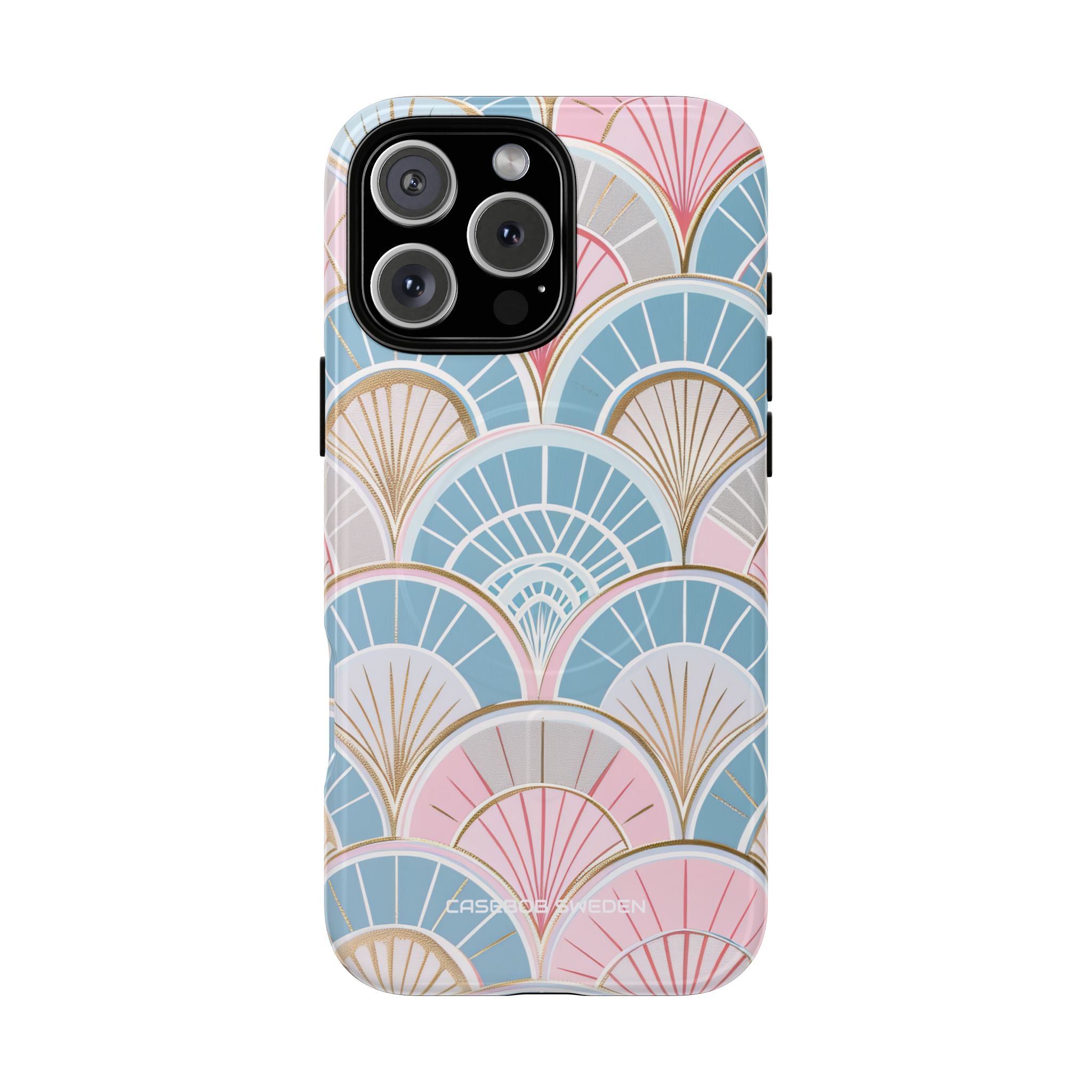 Art Deco Pastel Fan Pattern - Tough + MagSafe® iPhone 16 Phone Case