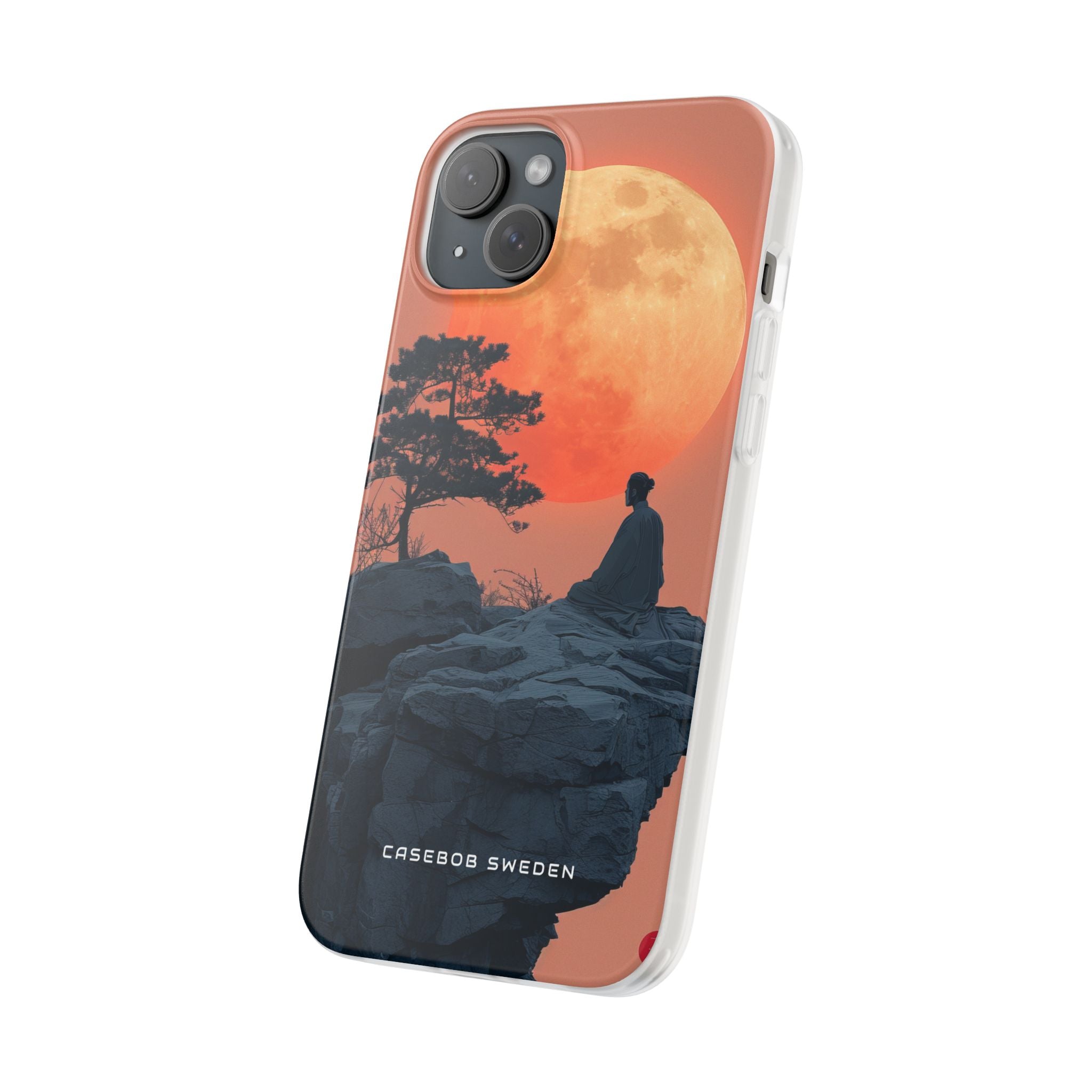 Zen Tranquility Under a Red Moon iPhone 15 - Flexi Phone Case