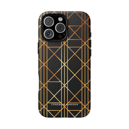 Golden Geometric Elegance iPhone 16 - Tough Phone Case