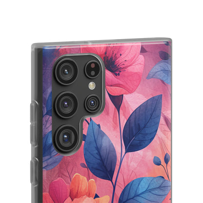 Pink Blue Floral - Flexi Samsung S22 Phone Case