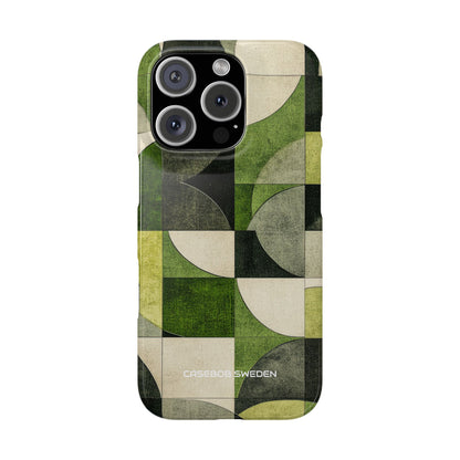 Green Geometric Harmony - Slim iPhone 16 Phone Case