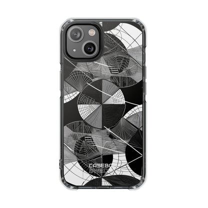 Monochrome Circle Maze iPhone 14 - Impact Clear+