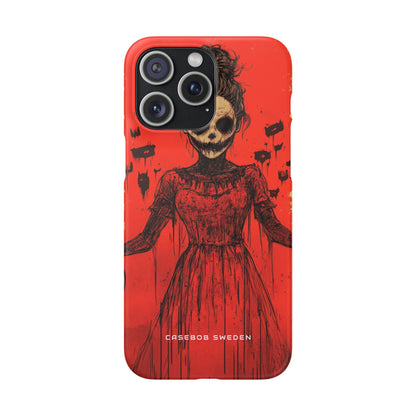 Haunting Scarlet Descent iPhone 15 - Slim Phone Case