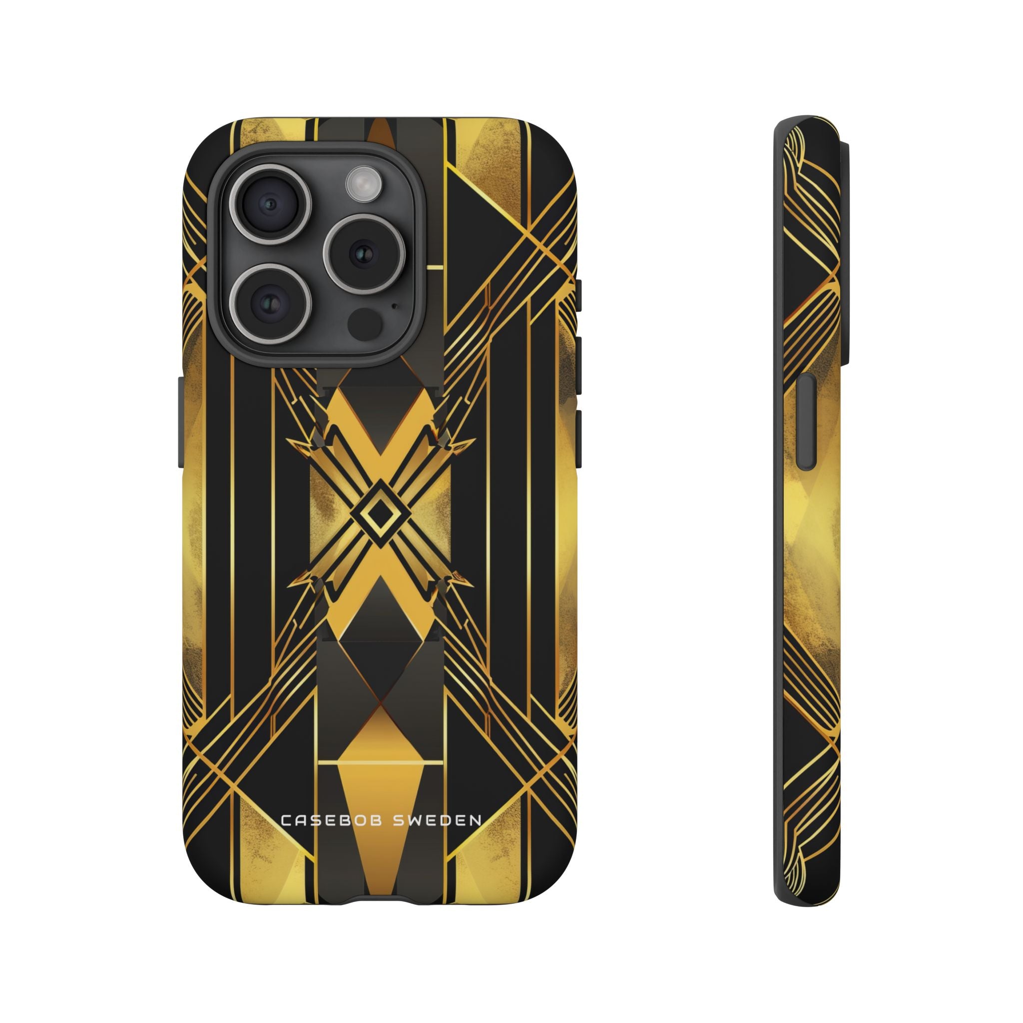 Golden Geometric Elegance iPhone 15 - Tough Phone Case