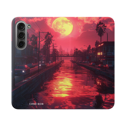 Keltainen Kuuheijastus - Samsung S23+ -lompakkokotelo