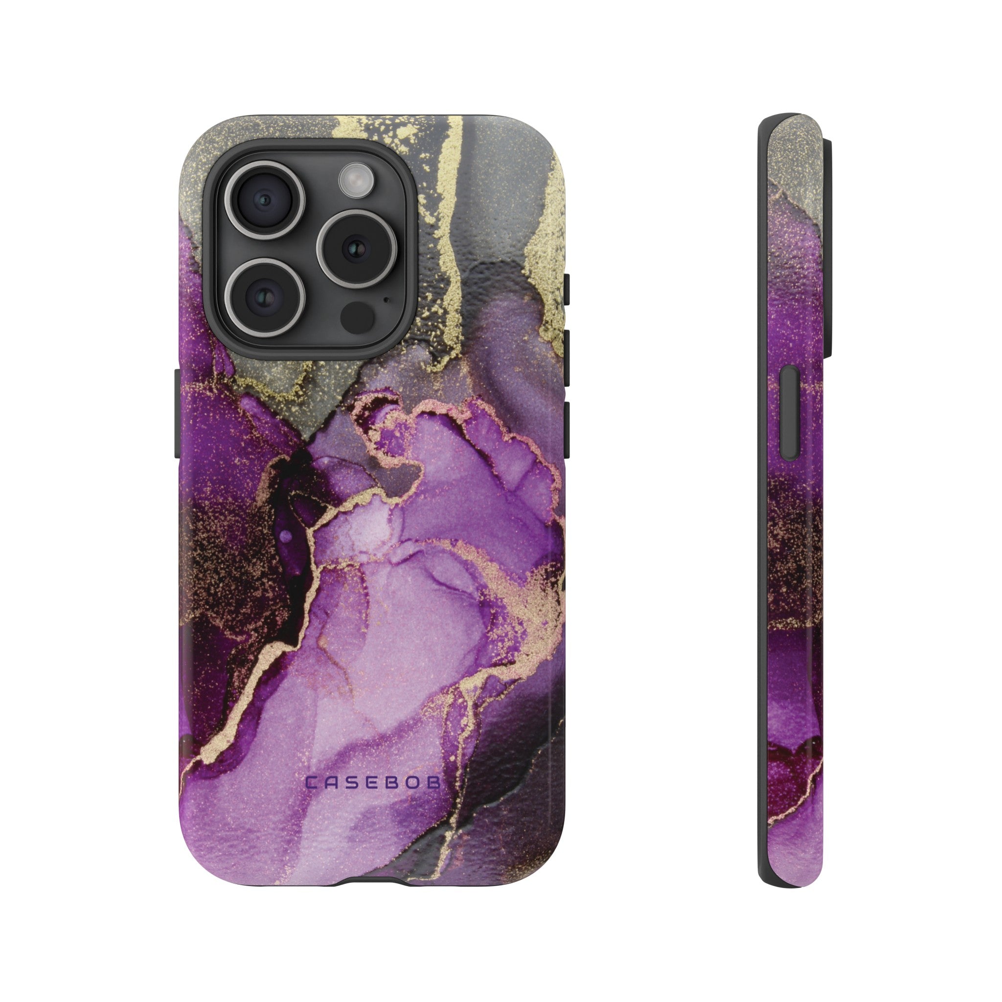 Purple Marble & Gold Phone - Protective Phone Case