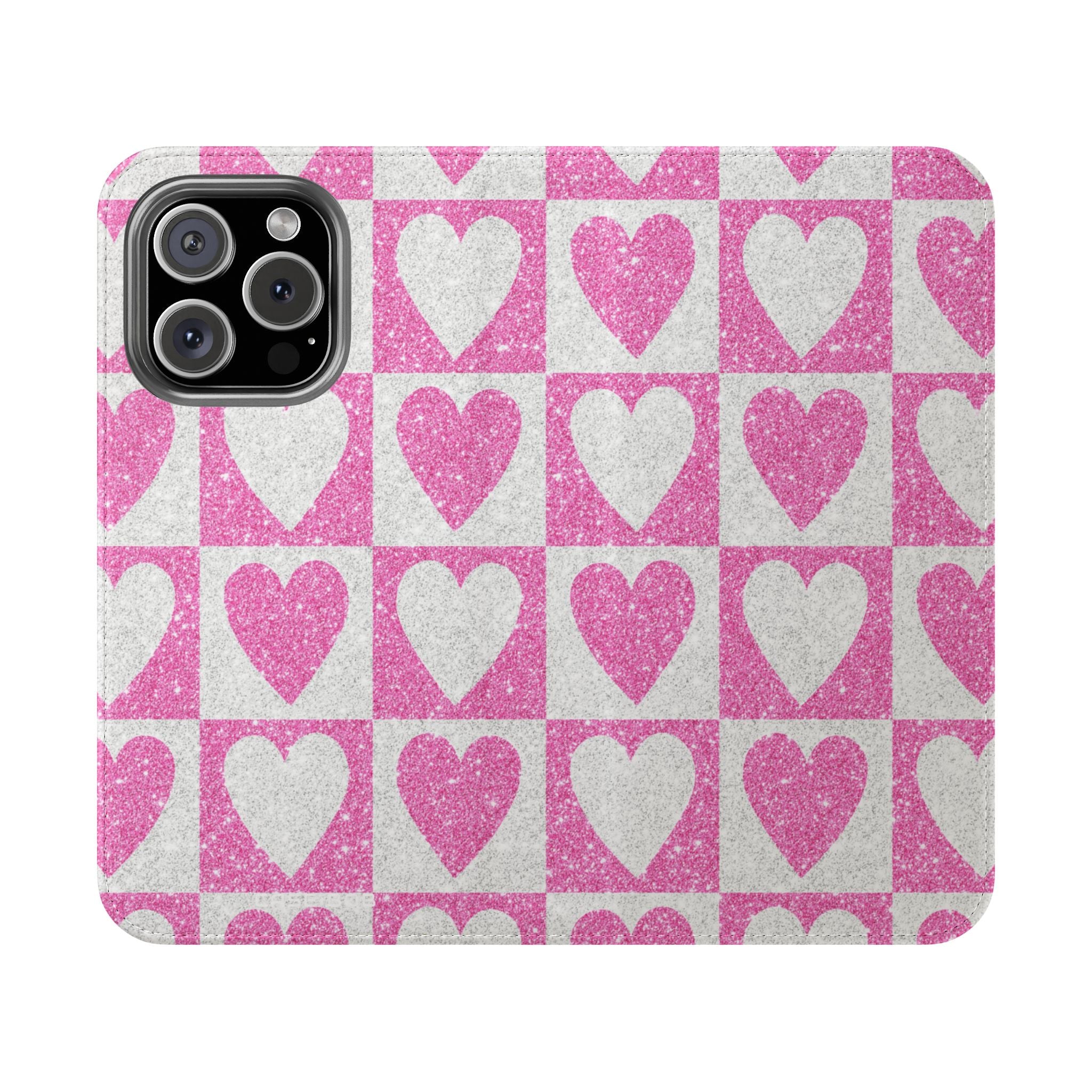 Glitter Hartrooster - iPhone 16 Pro Case - Portemonnee