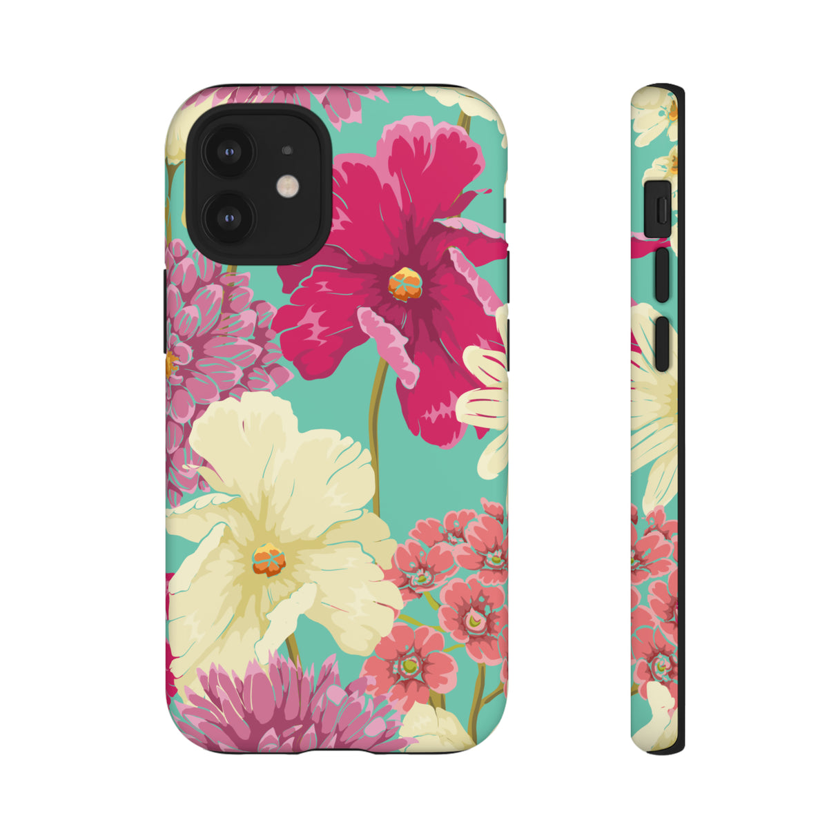 Colorful flowers in watercolor iPhone case (Protective) - Protective Phone Case