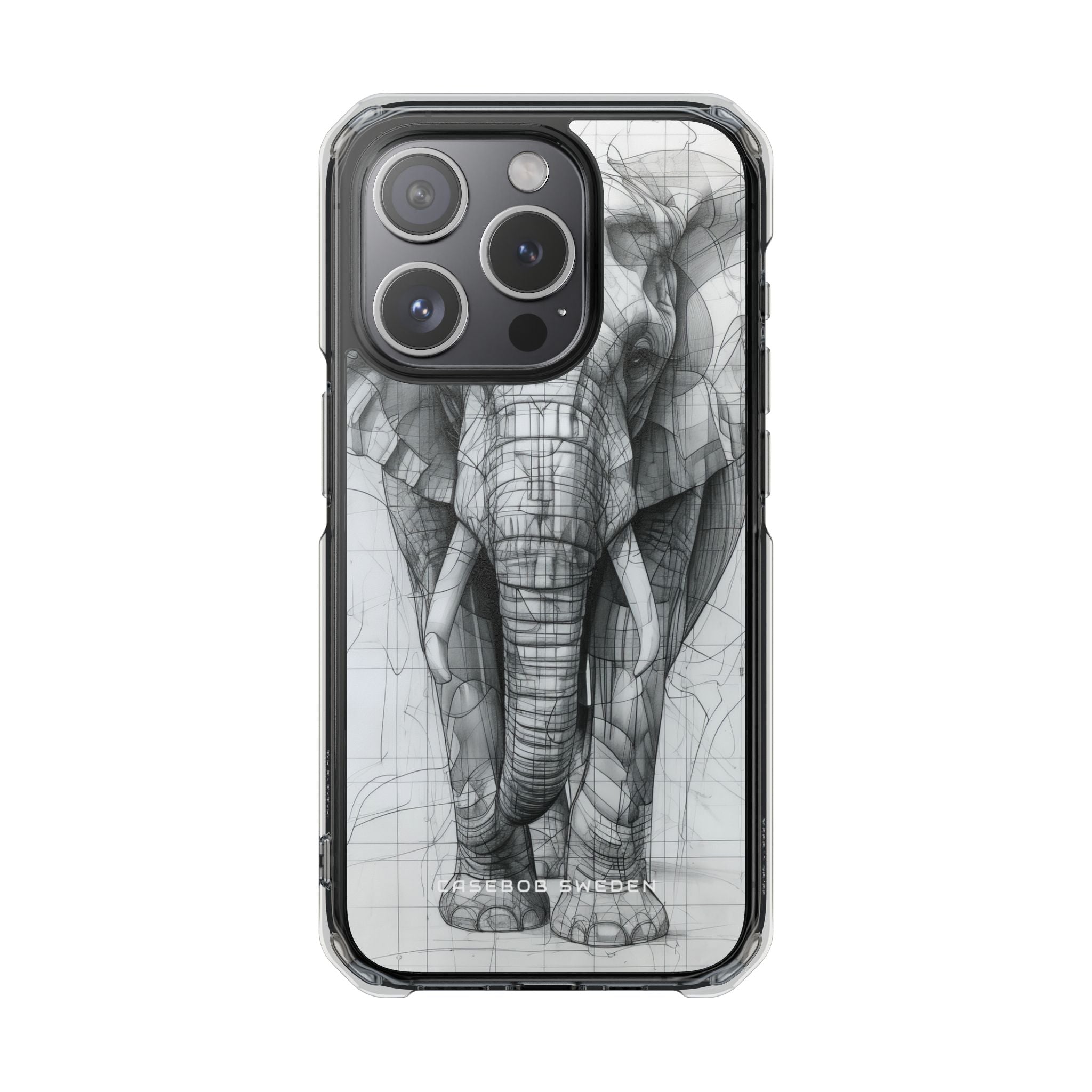 Elephant Line Geometry iPhone 15 - Clear Impact Phone Case