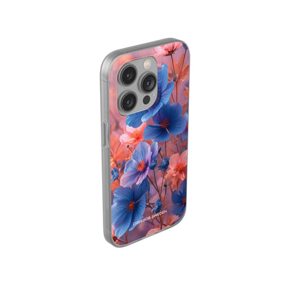 Blue Peach Blossoms - Flexi iPhone 14 Phone Case