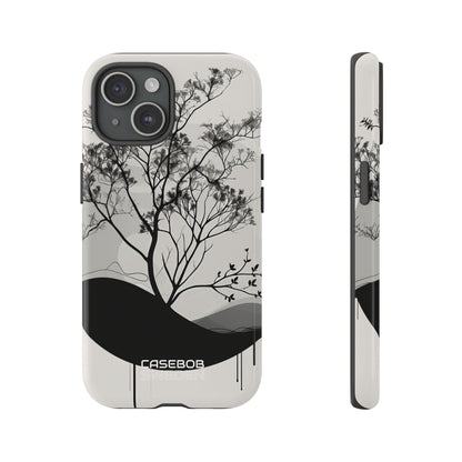 Monochrome Drip Tree iPhone 15 - Resistente