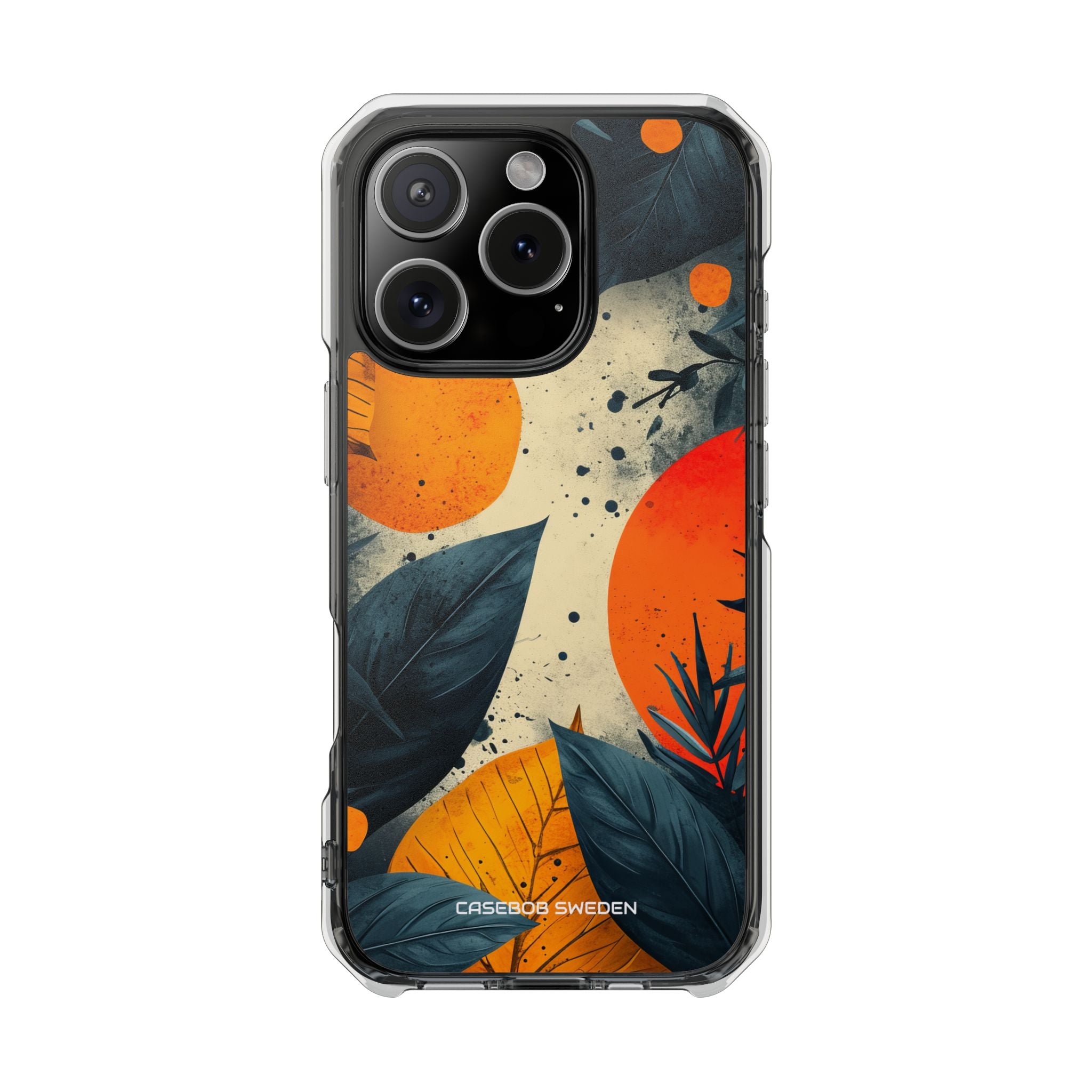 Tropical Blue Leaves - Clear Impact iPhone 16 Phone Case