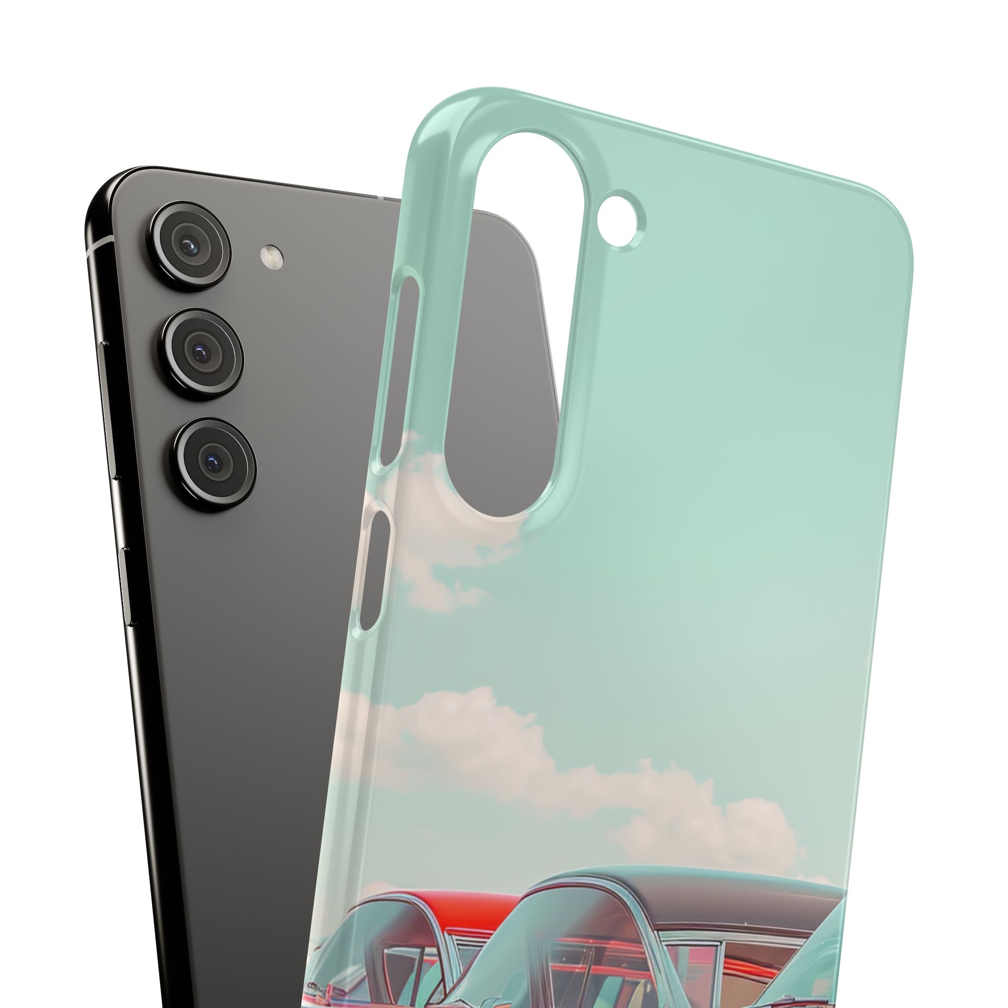 Vintage Turquoise Cars - Slim Samsung S23 Phone Case