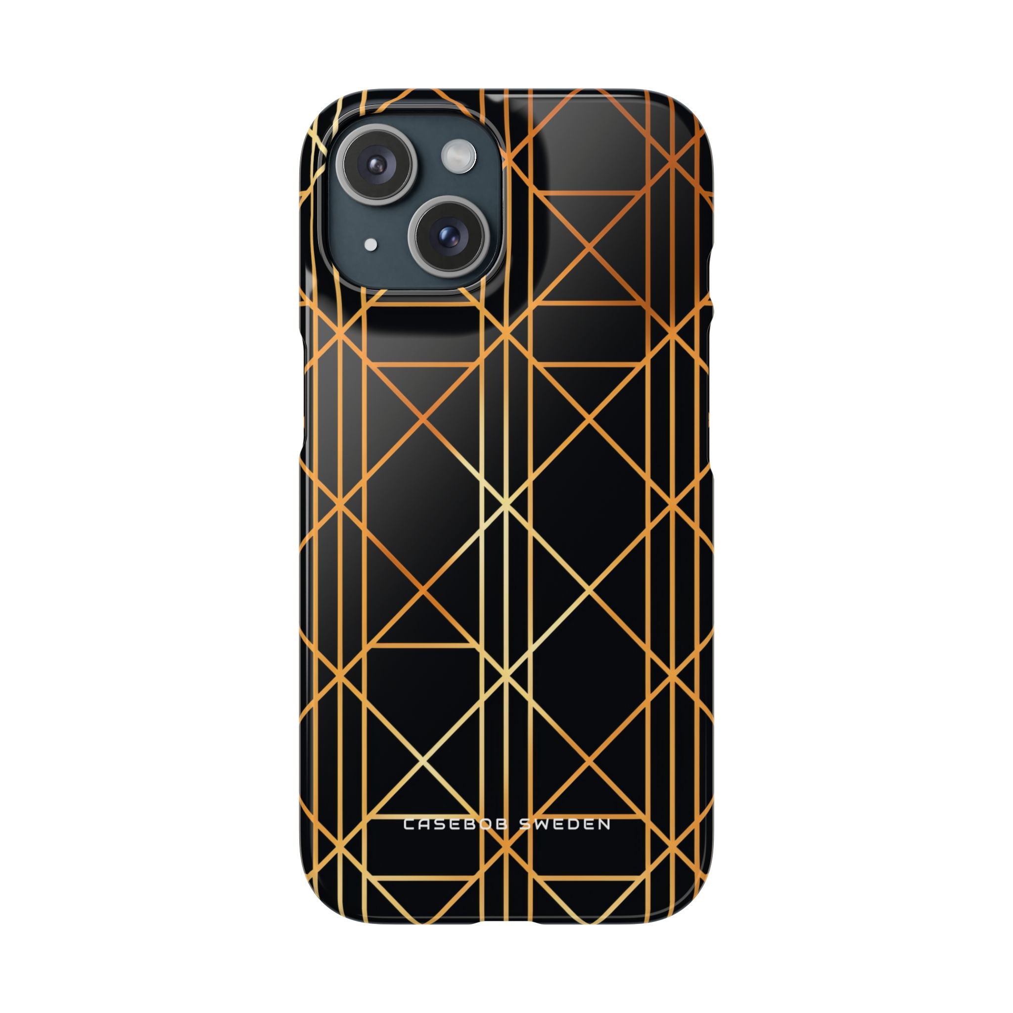 Goldene geometrische Eleganz iPhone 15 - Schlanke Handyhülle