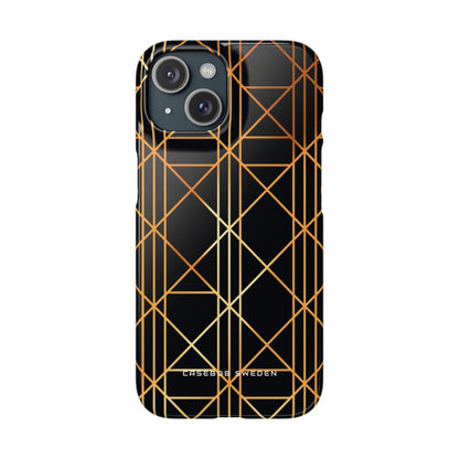 Golden Geometric Elegance iPhone 15 - Slim Phone Case