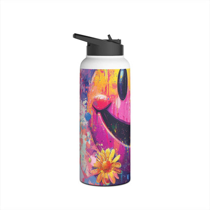 Smiley Bloom Drip - Stainless Steel Water Bottle