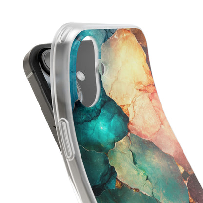 Teal Mosaic Veins iPhone 16 Plus Case - Soft