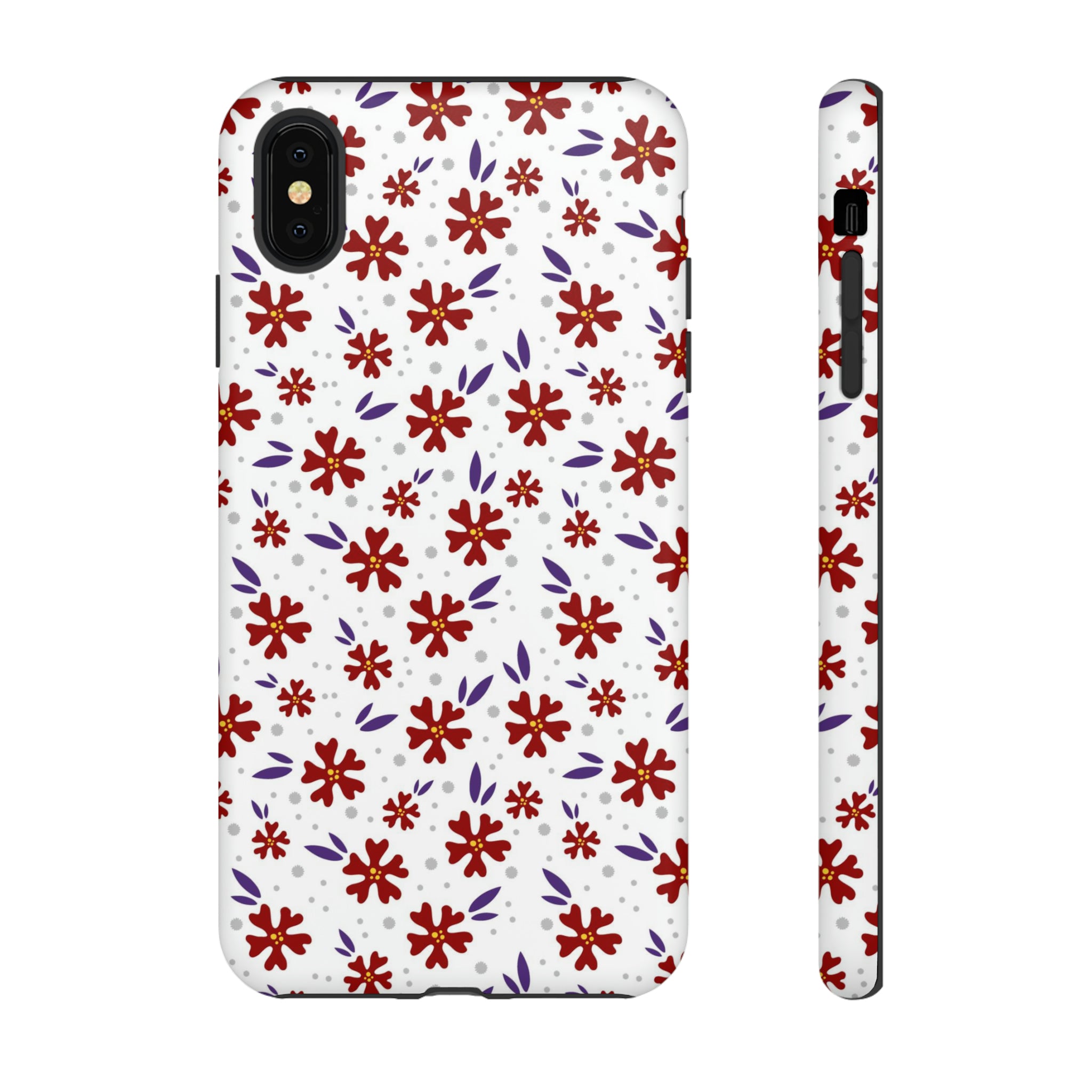 Red Flower Pattern - Protective Phone Case