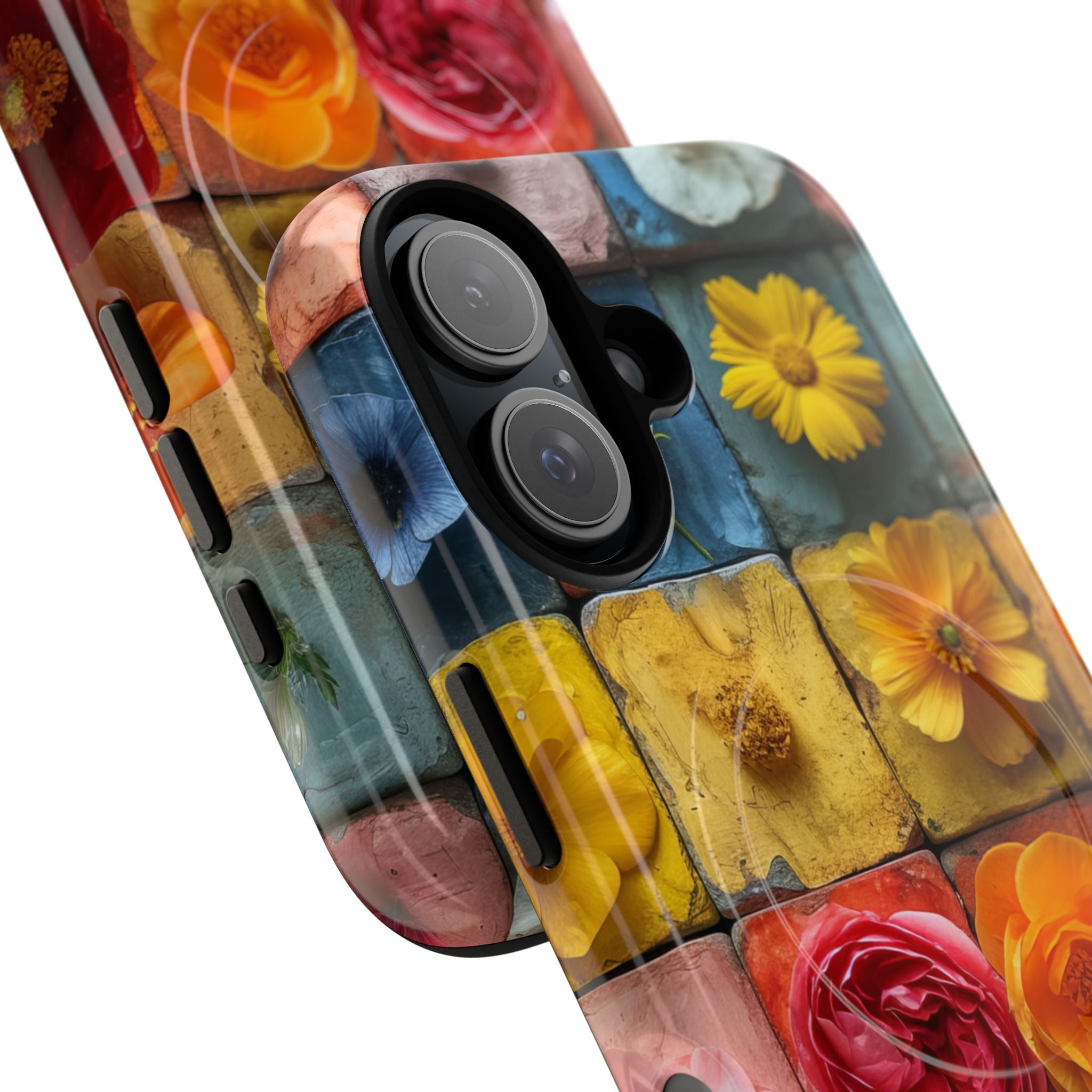 Vibrant Floral Tiles - Tough + MagSafe® iPhone 16 Phone Case