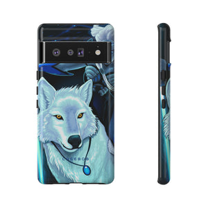 Elf with white wolf - Protective Phone Case