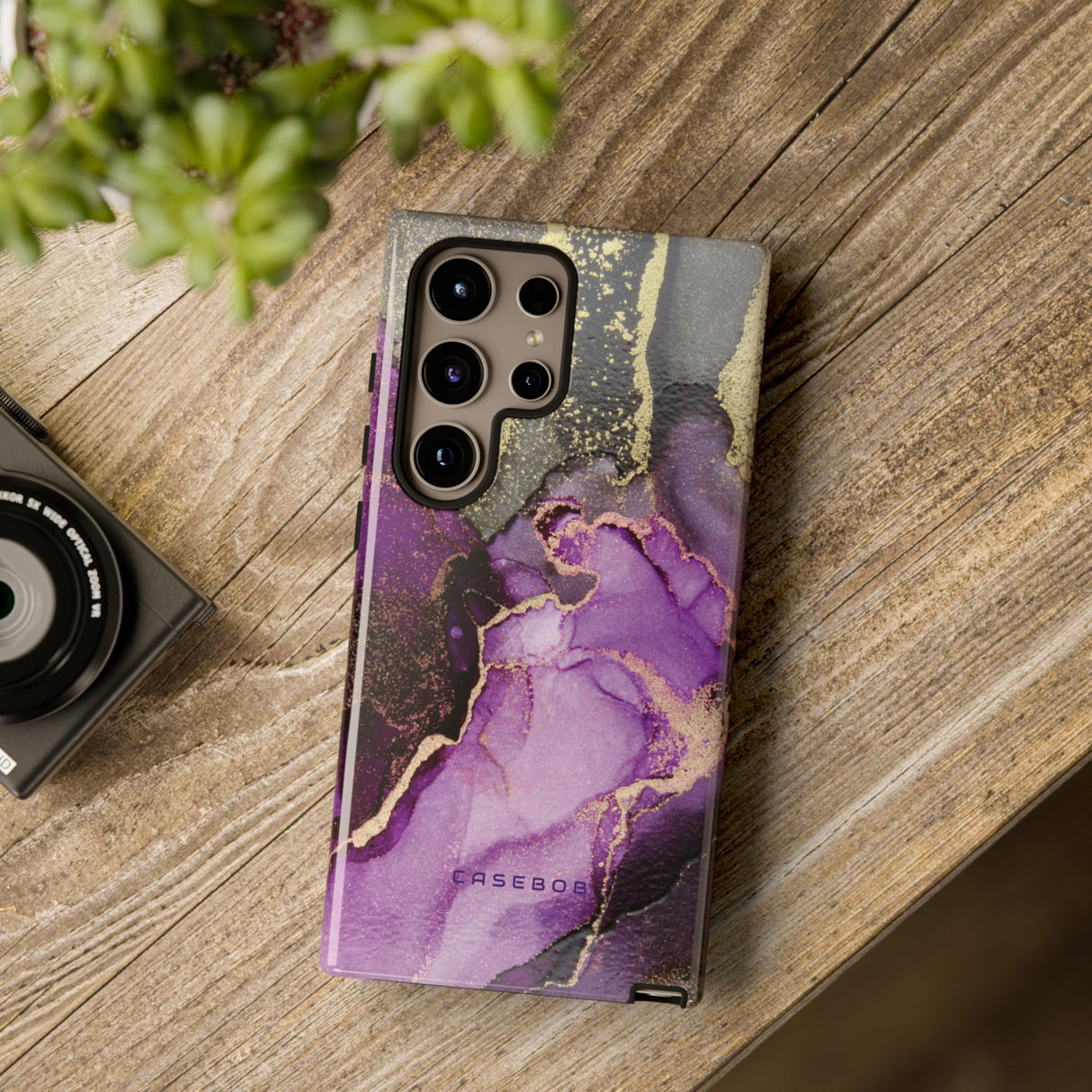 Purple Marble & Gold Phone - Protective Phone Case