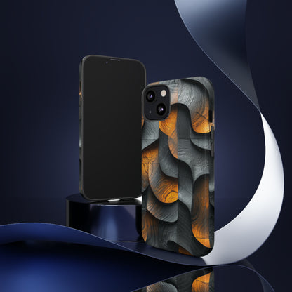 Grey Fire Orange Geometry - Protective Phone Case