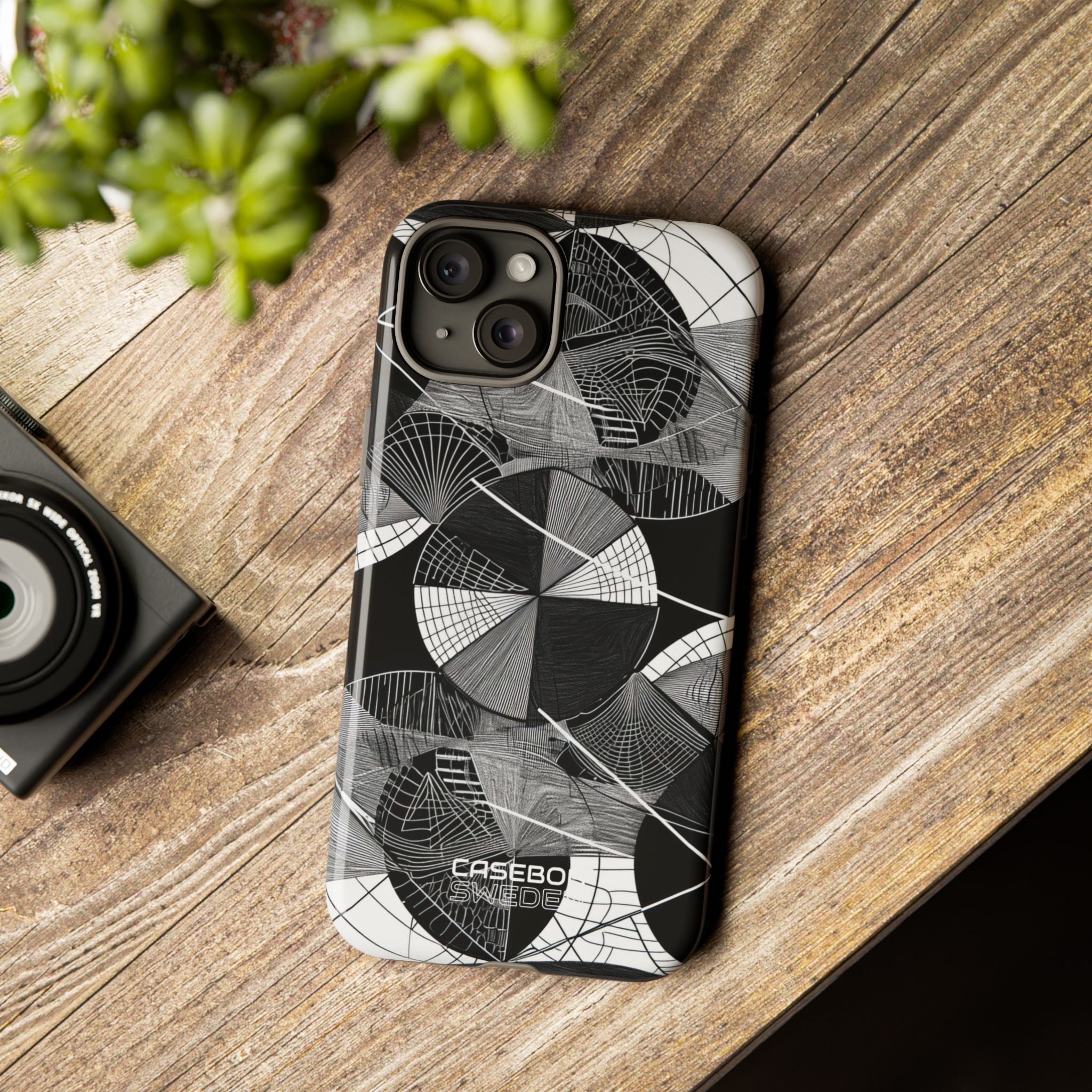 Labirinto a cerchi monocromatico iPhone 15 - Tough