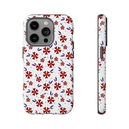 Red Flower Pattern - Protective Phone Case