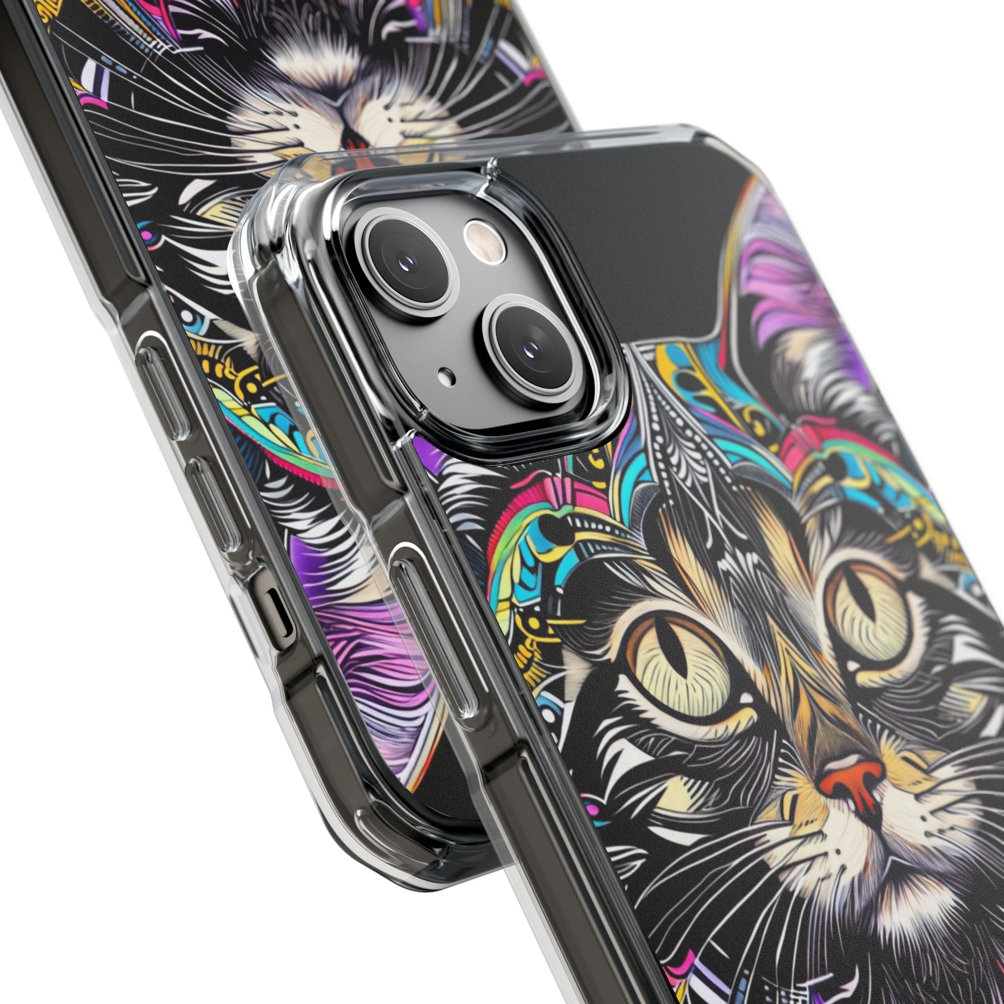 Psychedelic Cat Mirage iPhone Case - Impact