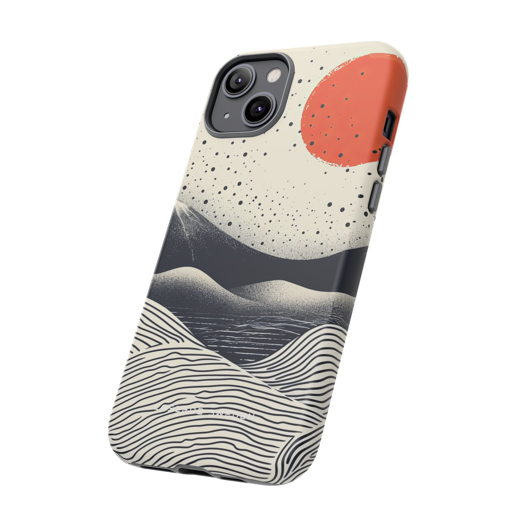 Red Sun Over Flowing Horizons iPhone 14 - Tough Phone Case