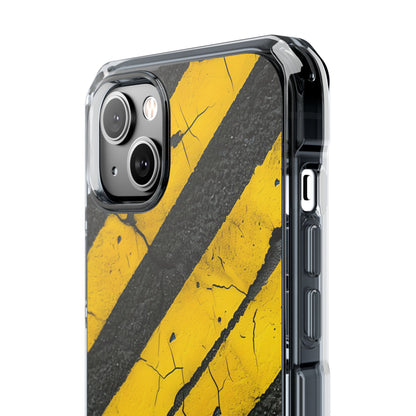 Yellow Stripe Distress iPhone 14 Plus Case - Impact