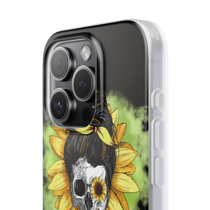 Sunflower Skull iPhone 15 Pro Case - Soft