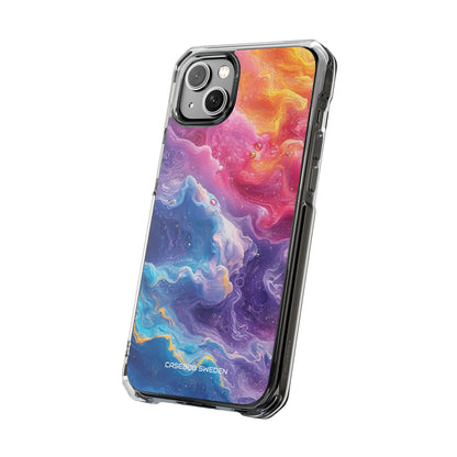 Abstract Blue Pink Waves - Clear Impact iPhone 14 Phone Case