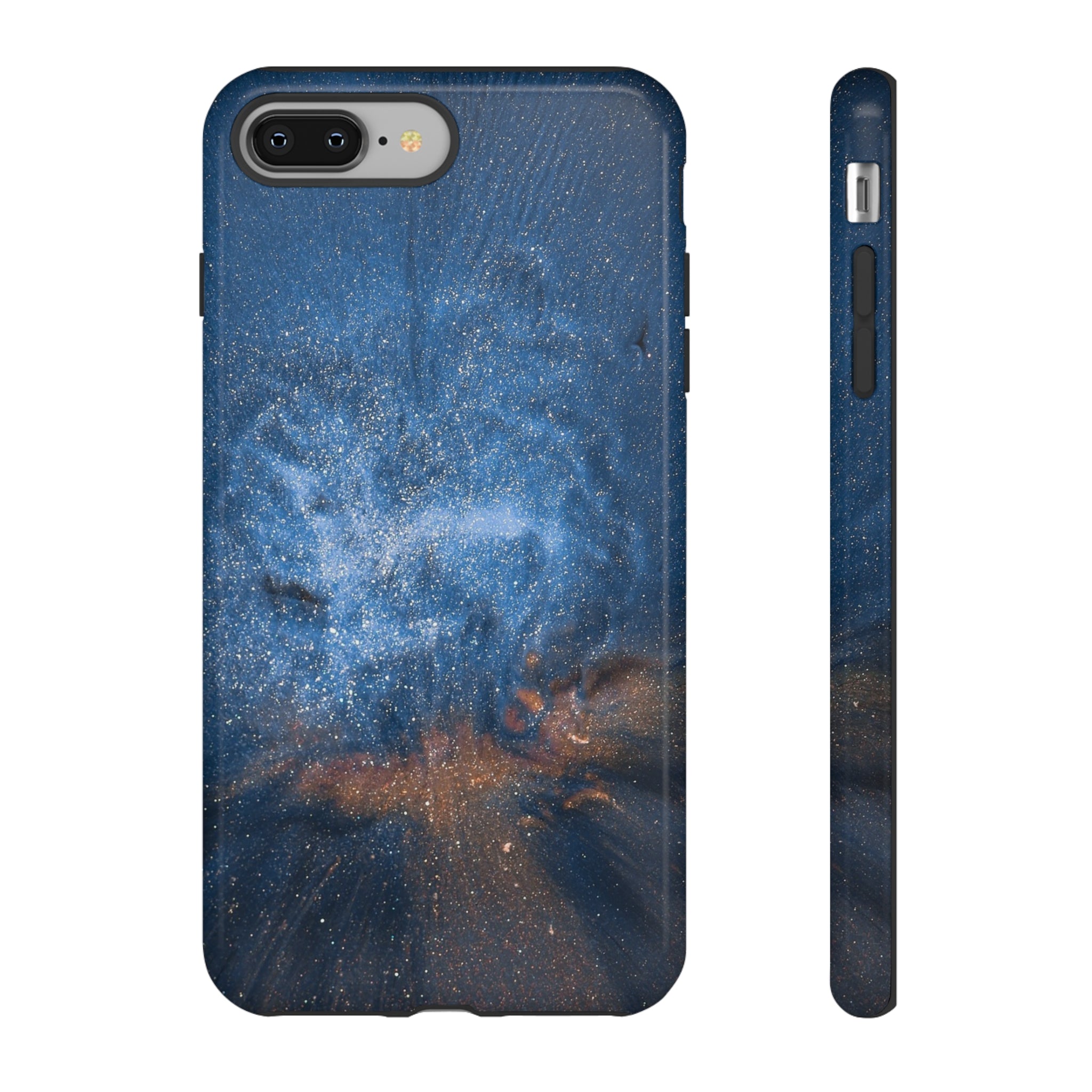 Blue Stardust Ink Art iPhone Case (Protective) iPhone 8 Plus Glossy Phone Case